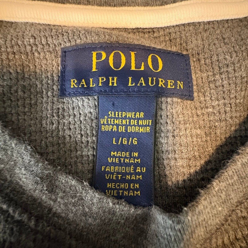Polo Ralph Lauren Sleepwear Thermal Waffle Knit Shirt Gray Mens Large - Picture 5 of 5